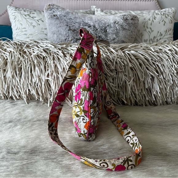 VERA BRADLEY Tea Garden Zipper Hipster Crossbody 2012 Cream Pink Orange Floral - Picture 7 of 16